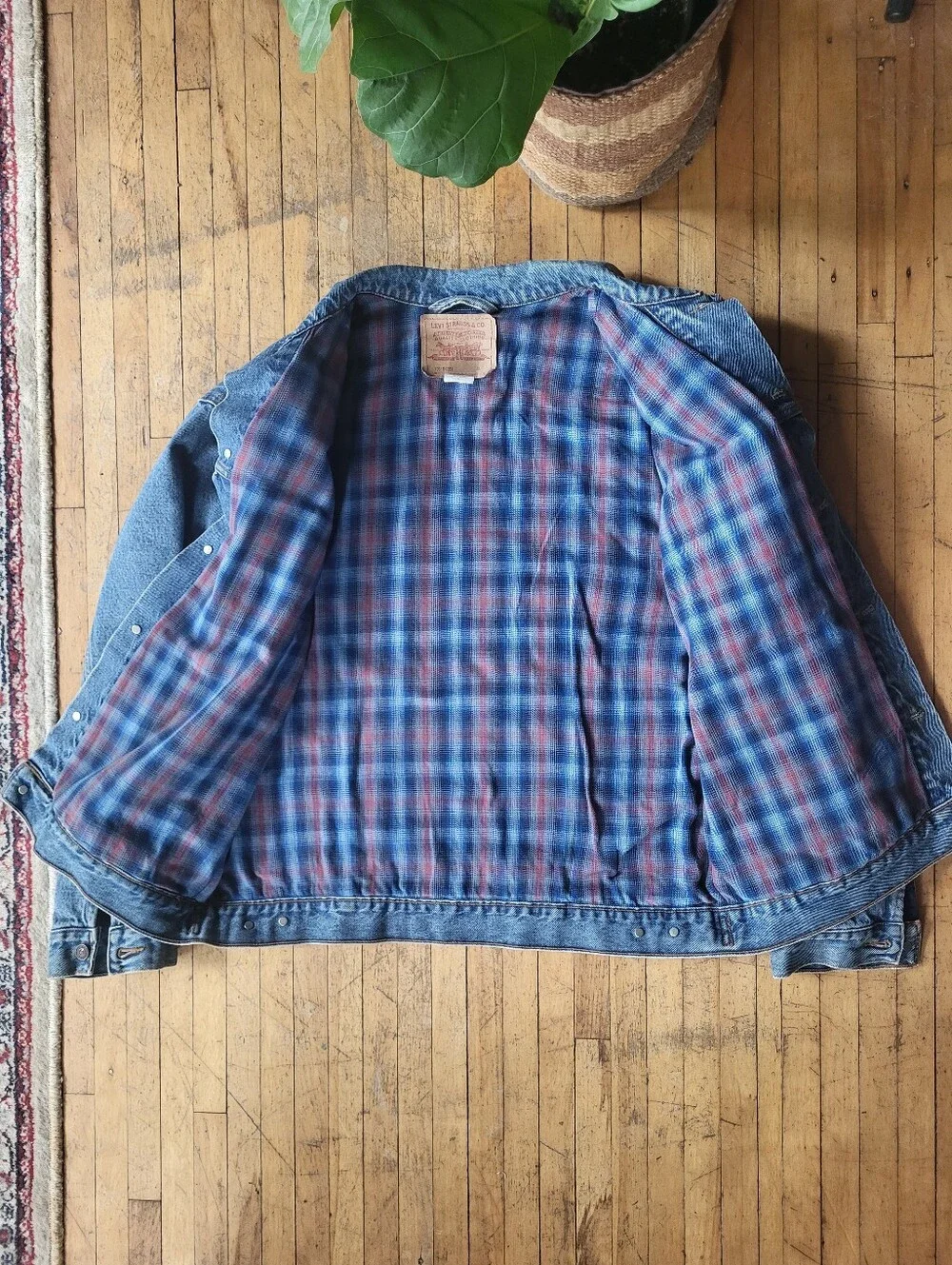 Men's Vintage Levi's Denim Jacket With Flannel Lining Sz Xl
